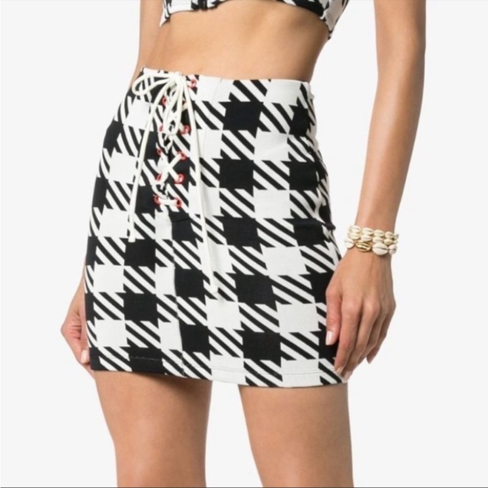 Solid & Striped Delilah lace houndstooth miniskirt M